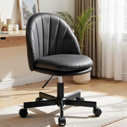 Gtplayer Vanity Desk Chair Dressing Table Chairs Swivel Height Adjustable Chair, Pu Leather, Black
