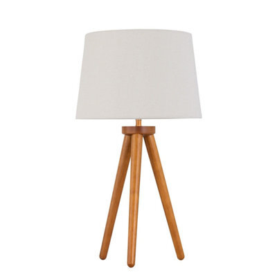 First Choice Lighting Voyage - Dark Oak Table Lamp Or Bedside Light With Natural Linen Shade - image 1