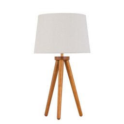 First Choice Lighting Voyage - Dark Oak Table Lamp Or Bedside Light With Natural Linen Shade