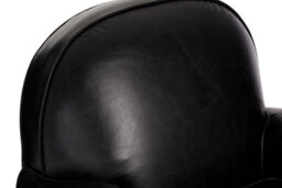 Orsina Black Leather Classic Armchair,leather Upholstered Ocassional Chair,metallic Black Seat With Brass Studs - thumbnail 5