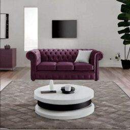 Chesterfield 3 Seater Malta Boysenberry Purple Velvet Fabric Sofa In Classic Style - thumbnail 2
