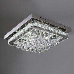 Living And Home Modern Square Fancy Crystal Droplets Led Ceiling Light Fixture Chandelier Cool White Light 40Cm - thumbnail 3