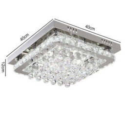 Living And Home Modern Square Fancy Crystal Droplets Led Ceiling Light Fixture Chandelier Cool White Light 40Cm - thumbnail 5