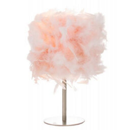Happy Homewares Modern And Chic Real Pink Feather Table Lamp With Satin Nickel Base And Switch - thumbnail 2