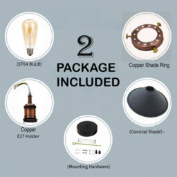 2 Pack  Vintage Flush Mount Ceiling Lamp E27 Light Fixture For Living Room Bedroom Dining Room 22Cm Black Inner White With Bulb - thumbnail 5