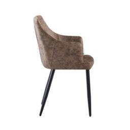Life Interiors Single Light Brown Zarah Modern Faux Leather Dining Chair With Armrests And Black Metal Legs, Comfortable Accent Chair - thumbnail 3