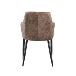 Life Interiors Single Light Brown Zarah Modern Faux Leather Dining Chair With Armrests And Black Metal Legs, Comfortable Accent Chair - thumbnail 5