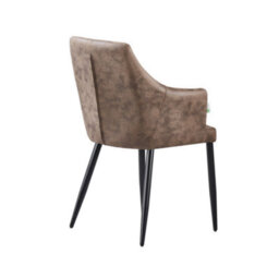 Life Interiors Single Light Brown Zarah Modern Faux Leather Dining Chair With Armrests And Black Metal Legs, Comfortable Accent Chair - thumbnail 4