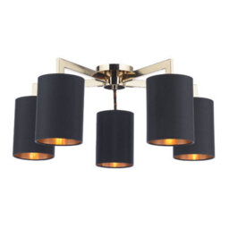 Pagazzi Lighting Pagazzi Olive 5 Light Gold & Black Semi-Flush Ceiling Light - thumbnail 2