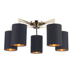 Pagazzi Lighting Pagazzi Olive 5 Light Gold & Black Semi-Flush Ceiling Light - thumbnail 1