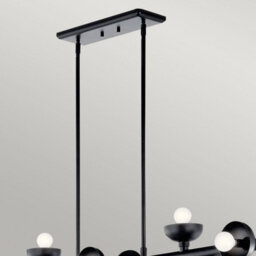 Luminosa Lighting Elstead Kichler Palta Bar Pendant Ceiling Light Contemporary Satin Black 10X E14 - thumbnail 4