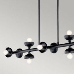 Luminosa Lighting Elstead Kichler Palta Bar Pendant Ceiling Light Contemporary Satin Black 10X E14 - thumbnail 5