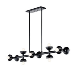 Luminosa Lighting Elstead Kichler Palta Bar Pendant Ceiling Light Contemporary Satin Black 10X E14 - thumbnail 1