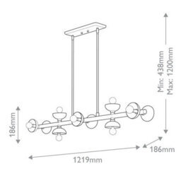 Luminosa Lighting Elstead Kichler Palta Bar Pendant Ceiling Light Contemporary Satin Black 10X E14 - thumbnail 3