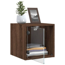 Berkfield Bedside Cabinets With Glass Doors 2 Pcs Brown Oak 35X37X35 Cm - thumbnail 5