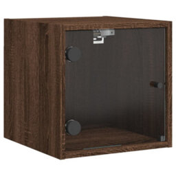 Berkfield Bedside Cabinets With Glass Doors 2 Pcs Brown Oak 35X37X35 Cm - thumbnail 6