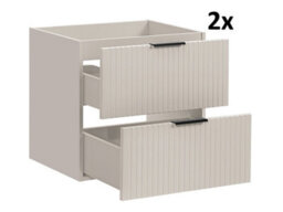 Impact Furniture Double Vanity Unit Beige Bathroom 1200mm Cabinet Cashmere Drawers Storage Oak Effect Countertop Worktop Adel - thumbnail 9