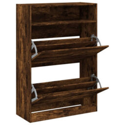 Berkfield Shoe Cabinet With 2 Flip-Drawers Smoked Oak 80X34X116 Cm - thumbnail 5