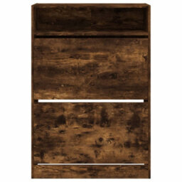 Berkfield Shoe Cabinet With 2 Flip-Drawers Smoked Oak 80X34X116 Cm - thumbnail 6
