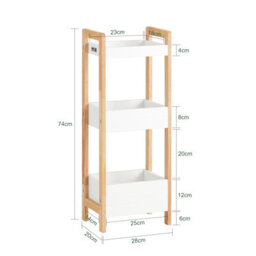 Sobuy Frg226-Nw, 3 Tiers Bathroom Shelf Storage Display Shelf Rack Organizer Shelving Unit,wood Effect,w28Xd20Xh74 - thumbnail 3