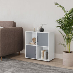 Urbn-Living 4 -Cube Shelving With Metal Handle Doors - Square - thumbnail 2