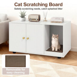 White Wooden Cat Litter Box Enclosure 90 X 50 X 50 Cm Hidden Litter Furniture - thumbnail 6