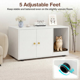 White Wooden Cat Litter Box Enclosure 90 X 50 X 50 Cm Hidden Litter Furniture - thumbnail 5