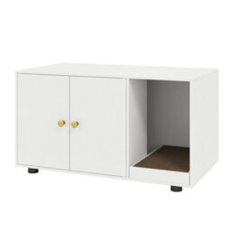White Wooden Cat Litter Box Enclosure 90 X 50 X 50 Cm Hidden Litter Furniture - thumbnail 3