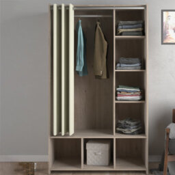 Furniture To Go Uppsala Open Mobile Wardrobe Unit In Jackson Hickory Oak With A Beige Textile Curtain - thumbnail 5