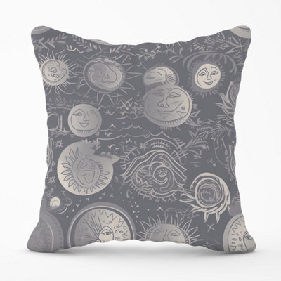Warren Reed Designer Sun And Moon In Grey Outdoor Cushion 45Cm X 45Cm - image 1