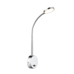 Luminosa Lighting Luminosa Pegasi Reading Wall Light Chrome Satined Glass Shade Led 3000K - thumbnail 1
