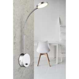 Luminosa Lighting Luminosa Pegasi Reading Wall Light Chrome Satined Glass Shade Led 3000K - thumbnail 4