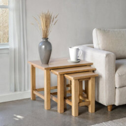 London Oak Set Of 3 Nest Of Tables - Fully Assembled By Roseland Furniture - thumbnail 2