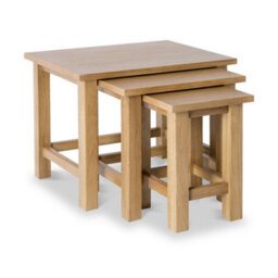 London Oak Set Of 3 Nest Of Tables - Fully Assembled By Roseland Furniture - thumbnail 1