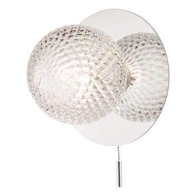 DAR Laura Ashley Prague Bathroom Wall Light Glass Polished Chrome Ip44