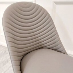 Stratus Interiors Alba Pvc Leather Dining Chair Grey, Tan And Khaki Gold Tip Legs - Tan Leather - Doorstep Delivery Only - thumbnail 3
