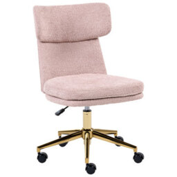 Beliani Desk Chair Granby Boucle Pastel Pink - thumbnail 4
