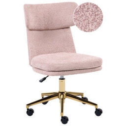 Beliani Desk Chair Granby Boucle Pastel Pink - thumbnail 1