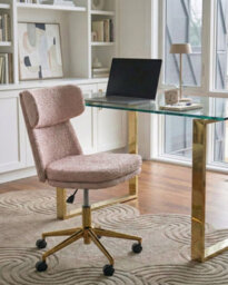 Beliani Desk Chair Granby Boucle Pastel Pink - thumbnail 2