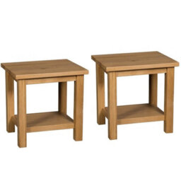 Small Side Table, Pair Of Wooden Oak Bedside/lamp Table, Coffee Table With Shelf - thumbnail 1