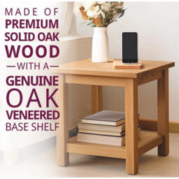 Small Side Table, Pair Of Wooden Oak Bedside/lamp Table, Coffee Table With Shelf - thumbnail 4
