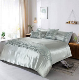 Homes & Linen Aisha Embroidered Silver Duvet Cover Set Luxury Microfiber Polyester Bedding With Pillowcases