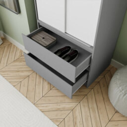 Urbn-Living Urbnliving 240Cm Contemporary Sliding Door Wardrobe Bedroom Storage Grey Carcass White Doors - thumbnail 5