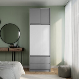 Urbn-Living Urbnliving 240Cm Contemporary Sliding Door Wardrobe Bedroom Storage Grey Carcass White Doors - thumbnail 3