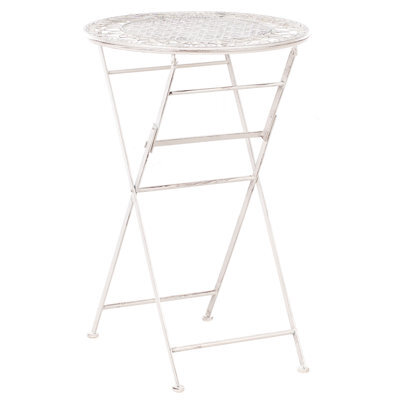 Beliani Garden Bar Table Trieste 60 Cm 60 Cm Metal Light Beige - image 1