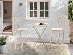 Beliani Garden Bar Table Trieste 60 Cm 60 Cm Metal Light Beige - thumbnail 2