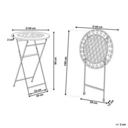 Beliani Garden Bar Table Trieste 60 Cm 60 Cm Metal Light Beige - thumbnail 3
