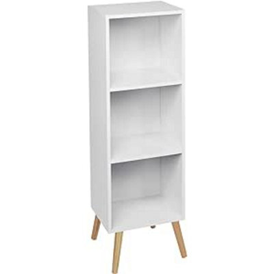 Urbn-Living Urbnliving 80Cm Height 3 Tier White Wooden Storage Cube Bookcase Scandinavian Style Pine Legs - image 1