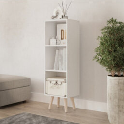 Urbn-Living Urbnliving 80Cm Height  3 Tier White Wooden Storage Cube Bookcase Scandinavian Style Pine Legs - thumbnail 3