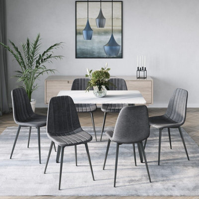 Urbn-Living Urbnliving Anti Stain Velvet Dining Chairs Padded Seat Metal Legs For Kitchen Office, 6Xdark Grey - image 1